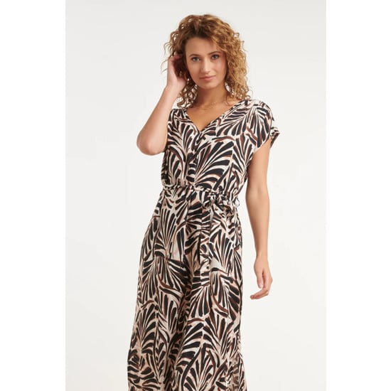 Smashed Lemon Zomerse maxi-jurk met v-hals en palmprint | - Image 3
