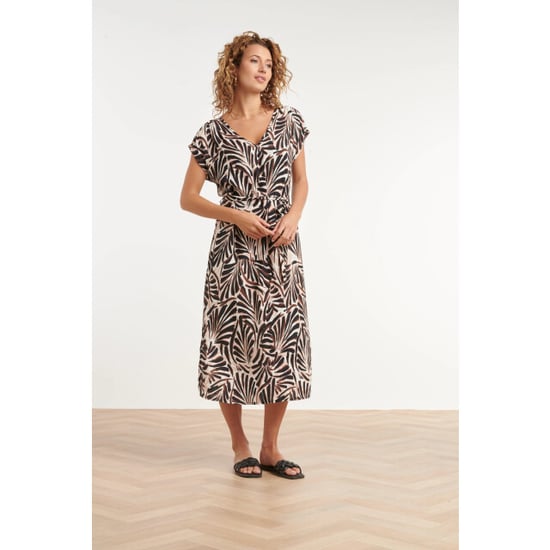 Smashed Lemon Zomerse maxi-jurk met v-hals en palmprint | - Image 5