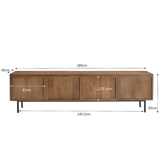 Livingfurn tv meubel elan 180x50x40 cm mangohout - Image 6