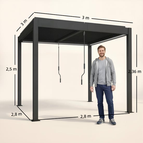 4goodz Aluminium pergola 3x3 mtr met lamellendak met led verlichting - Image 3