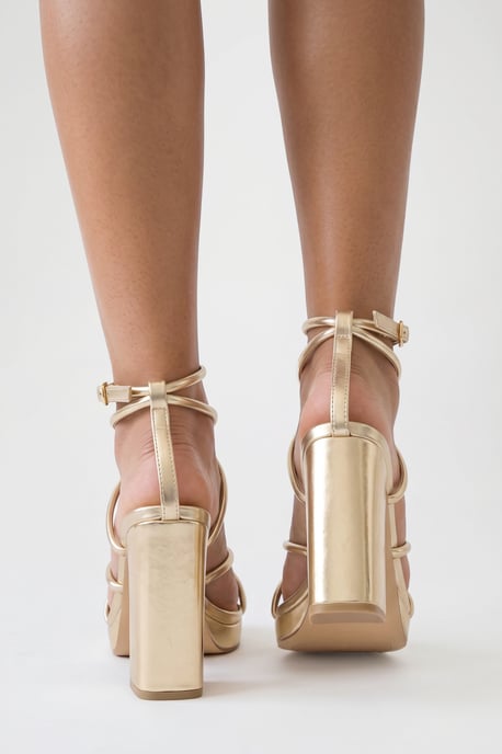 Wide Fit Strappy High Block Heels - Image 2
