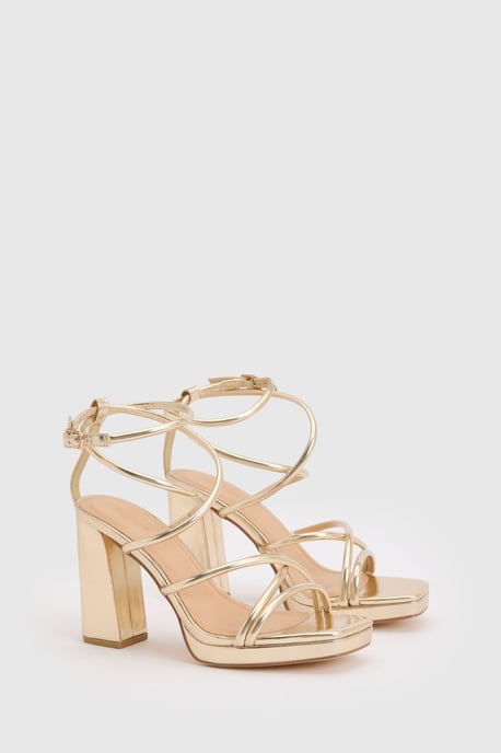 Wide Fit Strappy High Block Heels - Image 3