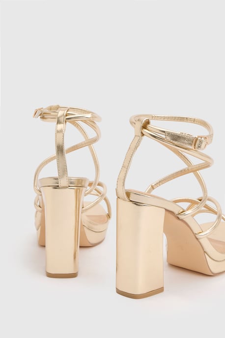 Wide Fit Strappy High Block Heels - Image 4