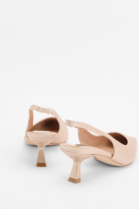 Charlotte Shimmer Point Slingback Kitten Heel Court Shoes - Image 2