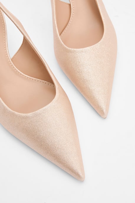 Charlotte Shimmer Point Slingback Kitten Heel Court Shoes - Image 3