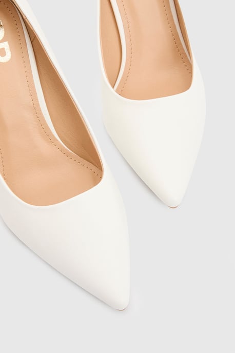 Dash Pointed High Stiletto Heel Faux Leather Court Shoes - Image 3