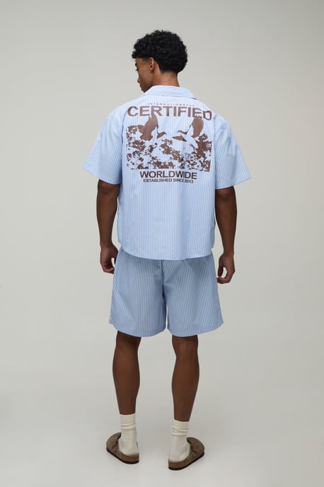 Certified Worldwide Poplin Stripe Oversized Shirt & Short Set - Image 2