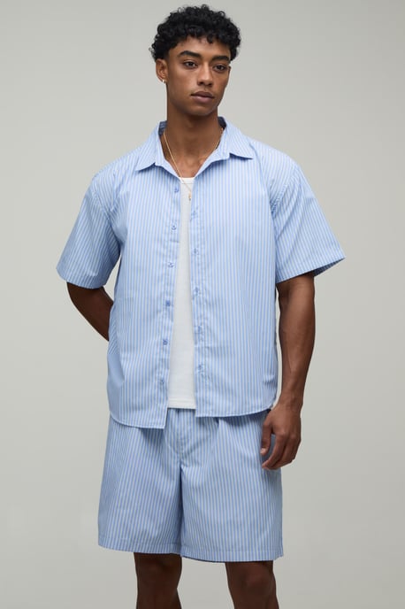 Certified Worldwide Poplin Stripe Oversized Shirt & Short Set - Image 3