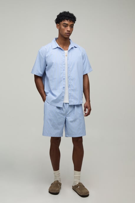 Certified Worldwide Poplin Stripe Oversized Shirt & Short Set - Image 4