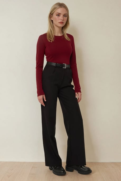 Slim Fit Boat Neck Long Sleeve Top - Image 3