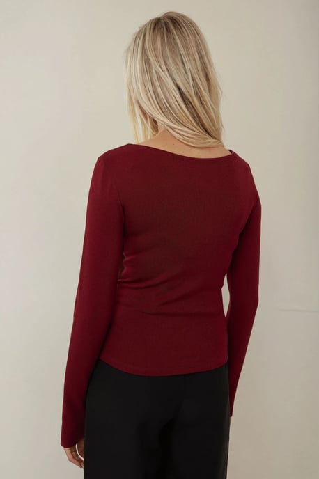 Slim Fit Boat Neck Long Sleeve Top - Image 4