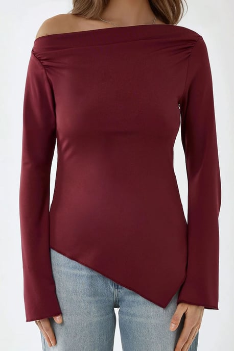 Asymmetric Ribbed Top with Slit - Image 2