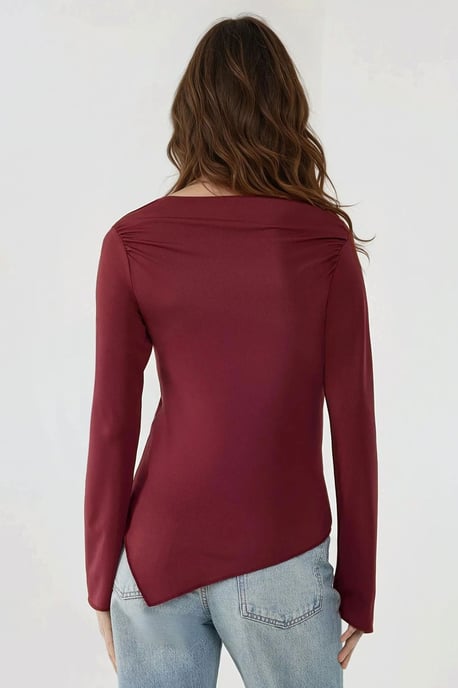 Asymmetric Ribbed Top with Slit - Image 4