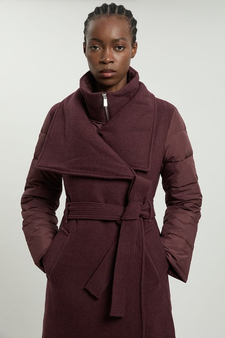Wool Blend Hybrid Puffer Belted Midi Coat - Image 3