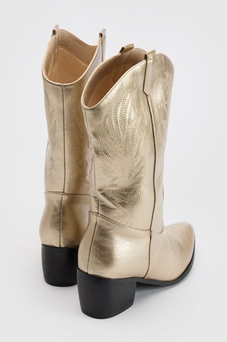 Wide Fit Tab Detail Ankle Cowboy Western Boots - Image 4
