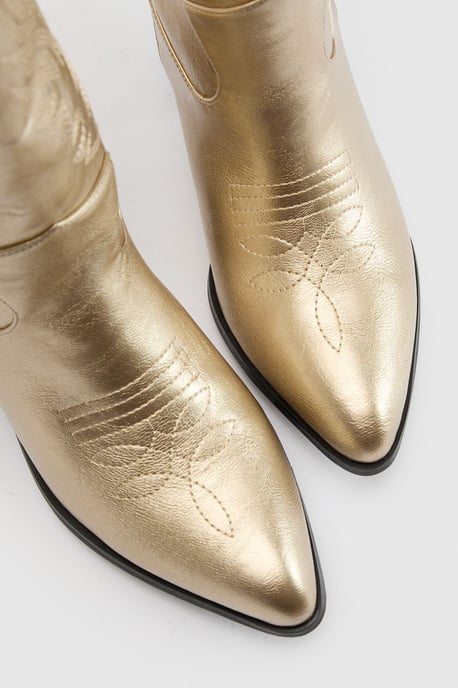 Wide Fit Tab Detail Ankle Cowboy Western Boots - Image 5