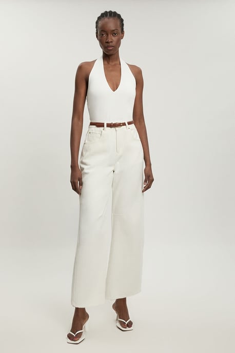 Stretch Cotton Jersey Halter Bodysuit - Image 2