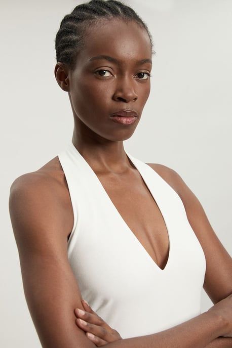 Stretch Cotton Jersey Halter Bodysuit - Image 4