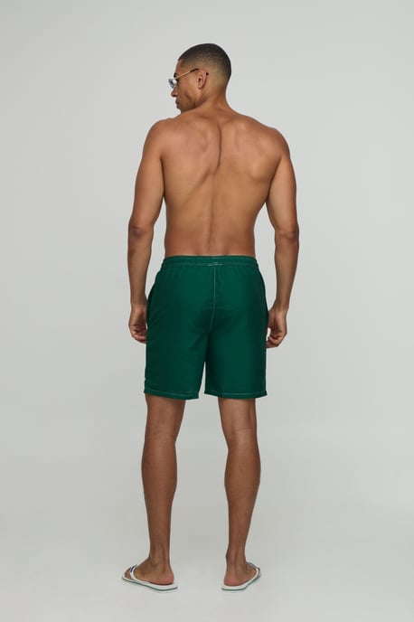 Contrast Stitch Mid Length Man Embroidered Swim Short - Image 2