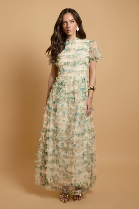 Trailing Bloom Tiered Mesh Maxi Dress - Image 1