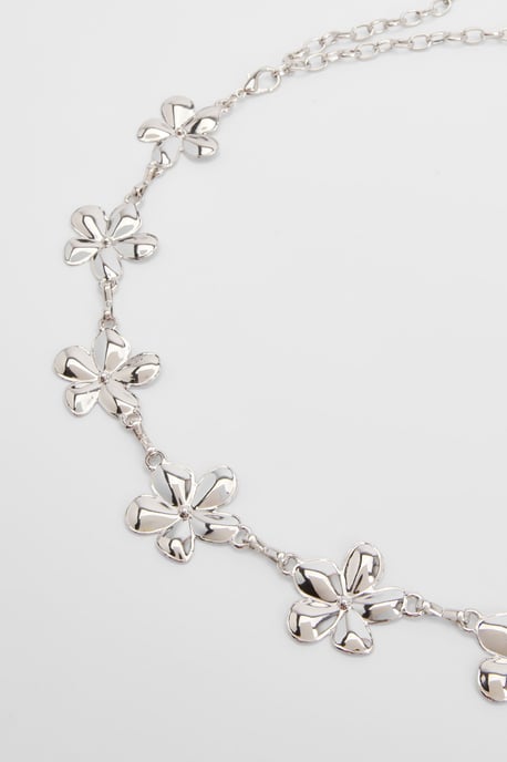 Silver Flower Detail Chain Belt - Image 3