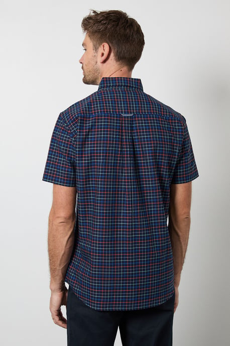 Navy Window Check Short Sleeve Shirt - Image 3