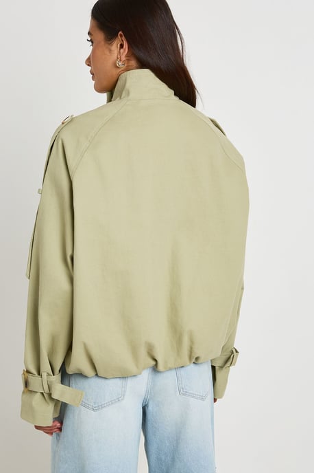 Funnel Neck Double Breasted Trench - Image 2
