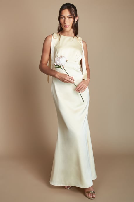 Coast Honoured Sleeveless High Neck Tie Shoulder Satin Maxi Bridesmaid Dress - Image 1