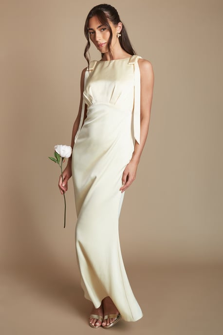 Coast Honoured Sleeveless High Neck Tie Shoulder Satin Maxi Bridesmaid Dress - Image 4