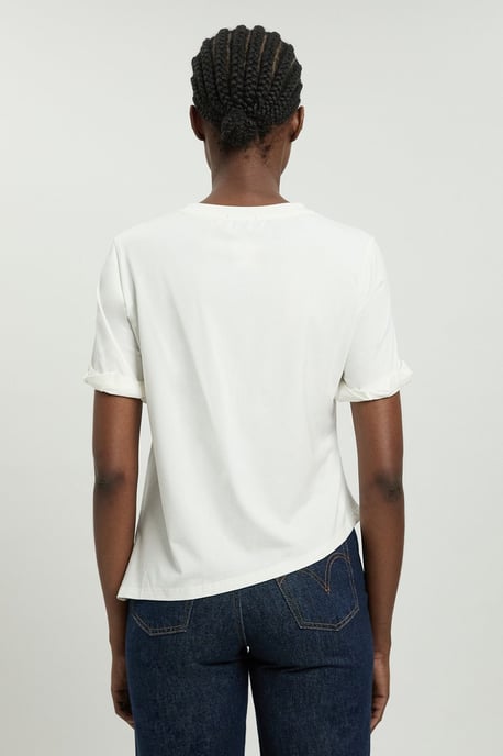 Cotton Jersey Gathered Detail T-Shirt - Image 4