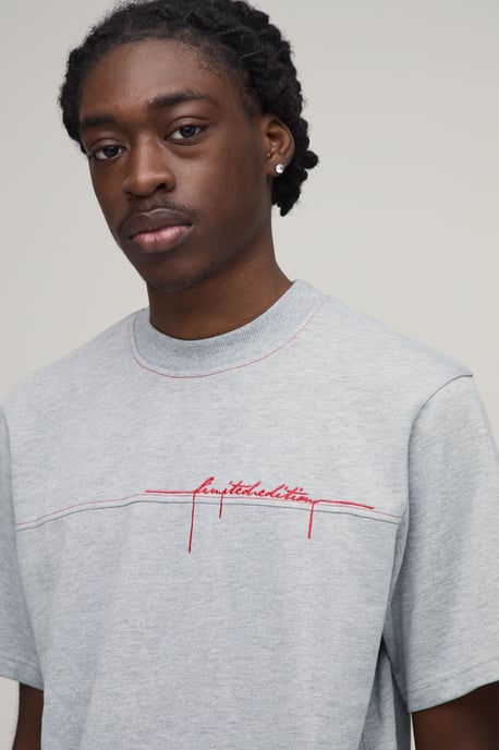 Regular Loopback Contrast Stitch Embroidered T-Shirt and Regular Fit Short Set - Image 3