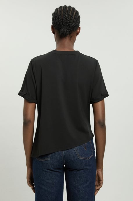 Cotton Jersey Gathered Detail T-Shirt - Image 4