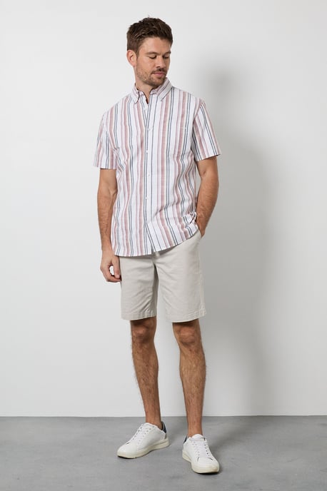 Rust Orange Multi Stripe Short Sleeve Shirt - Image 2