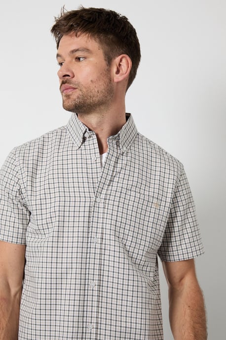 Natural Gingham Check Short Sleeve Shirt - Image 1