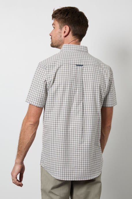 Natural Gingham Check Short Sleeve Shirt - Image 3