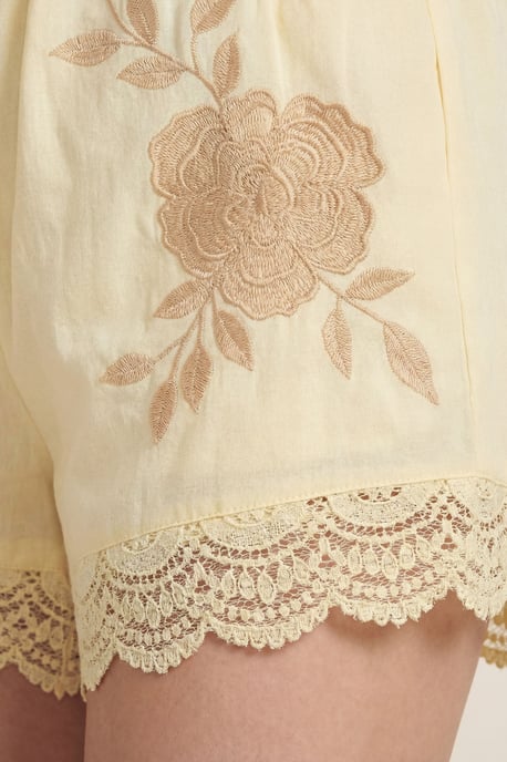 Cotton Embroidered Lace Trim Shorts - Image 2
