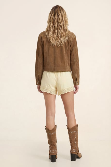 Cotton Embroidered Lace Trim Shorts - Image 3