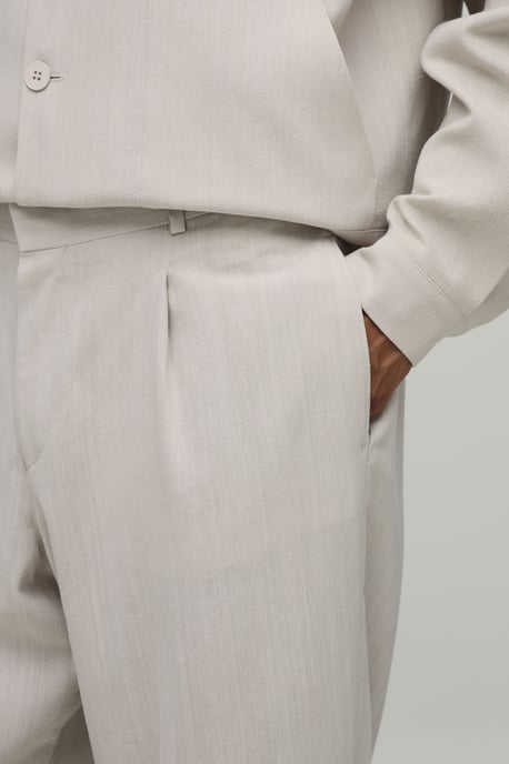 Tailored Pleat Front Relaxed Fit Linen Look Co-Ord Trousers - Image 3