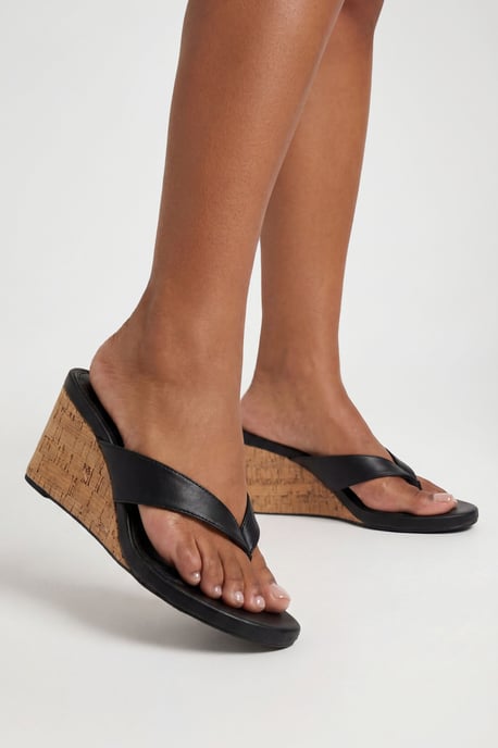 Cork Toe Post Thong Wedges - Image 1