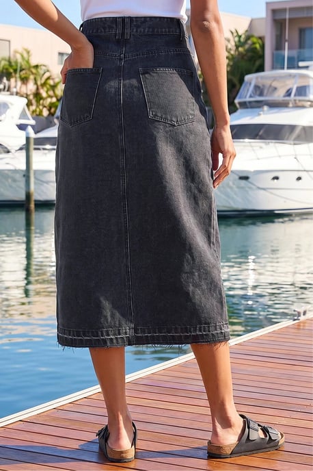 Denim Button Skirt - Image 3