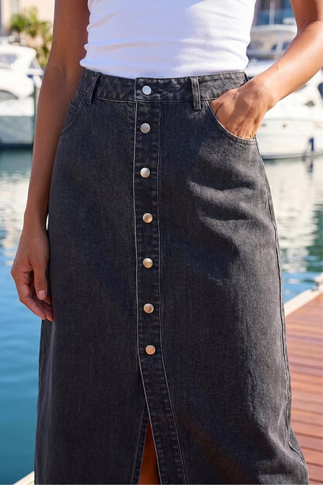 Denim Button Skirt - Image 4