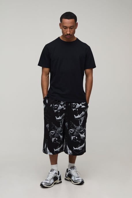 All Over Dog Printed Jersey Bermuda Jort - Image 4