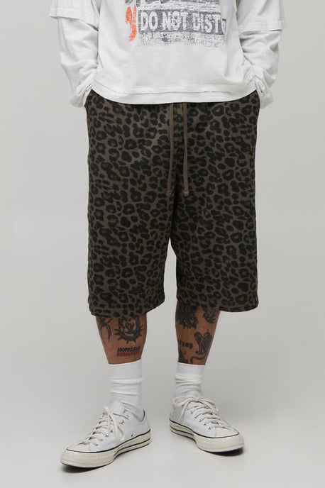 Leopard Printed Washed Jersey Bermuda Jort - Image 1