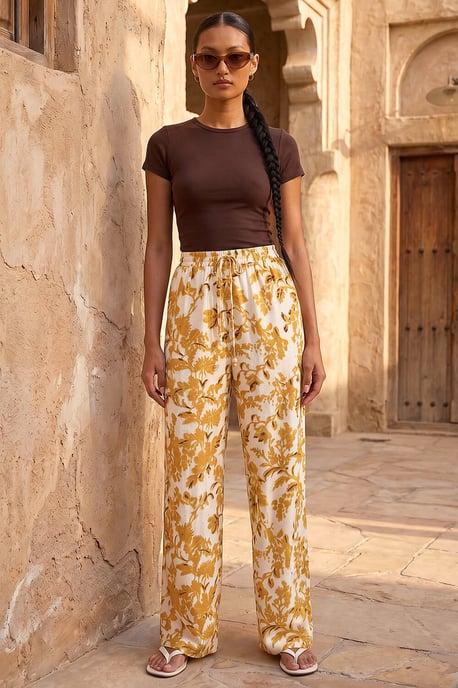 Floral Sparkle Tie Waist Trouser - Image 2