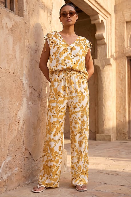 Floral Sparkle Tie Waist Trouser - Image 4