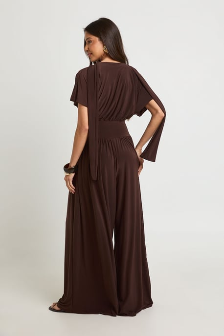 Slinky Angel Sleeve Wide Leg Jumpsuit - Image 2