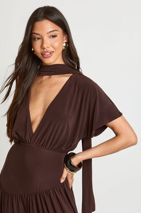 Slinky Angel Sleeve Wide Leg Jumpsuit - Image 4