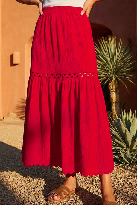 Scallop Trim Midi Skirt - Image 1