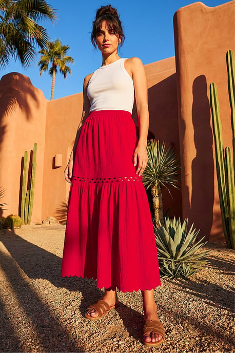 Scallop Trim Midi Skirt - Image 2