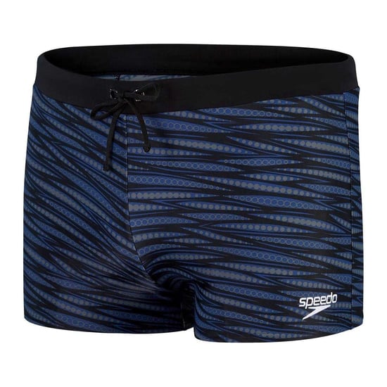 Speedo Herr Valmilton vågmönstrade smala badbyxor (SVART/BLÅ) - Image 2